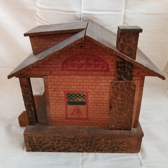 Antique Morton Converse Lithographed Primitive Wood Dollhouse - Picture 2 of 10